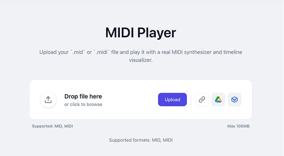 Dummy image showing how to upload a MIDI file